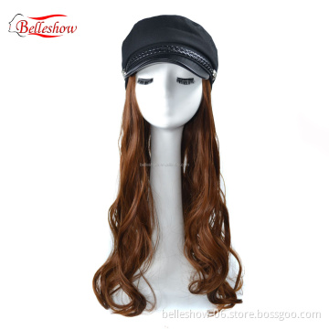 Hot sell cheap wholesale  fashion girl black curly wig cap Long curly hair hat wig long curly hair Navy hat wig cap